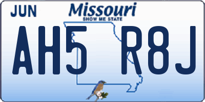 MO license plate AH5R8J