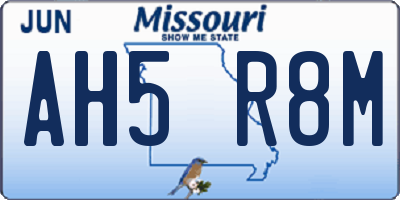 MO license plate AH5R8M