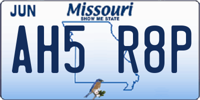 MO license plate AH5R8P