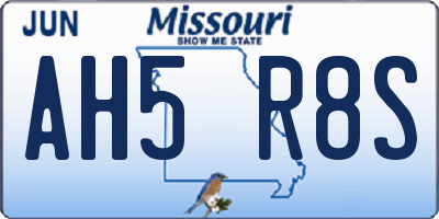 MO license plate AH5R8S