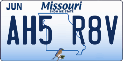 MO license plate AH5R8V