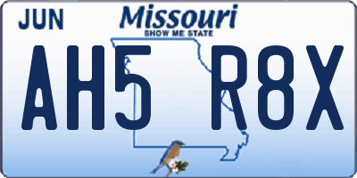 MO license plate AH5R8X