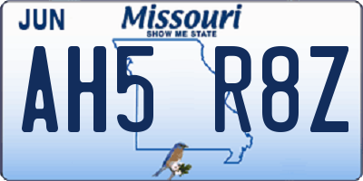 MO license plate AH5R8Z