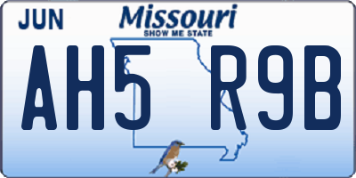 MO license plate AH5R9B