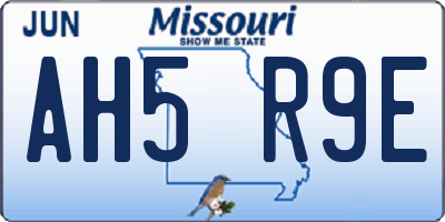 MO license plate AH5R9E