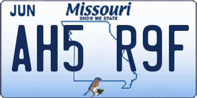 MO license plate AH5R9F