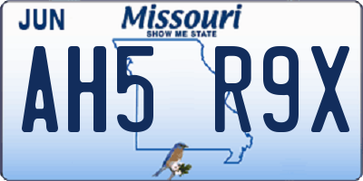 MO license plate AH5R9X