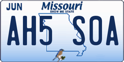 MO license plate AH5S0A
