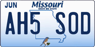 MO license plate AH5S0D