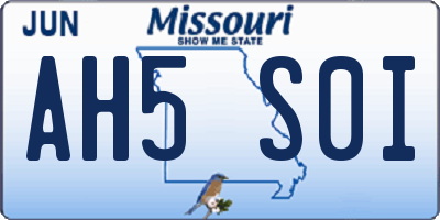 MO license plate AH5S0I