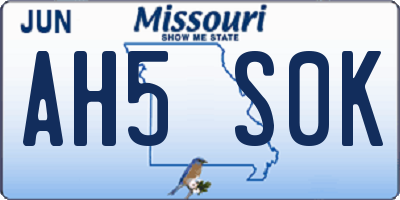 MO license plate AH5S0K