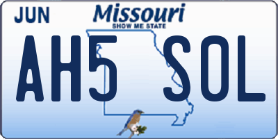 MO license plate AH5S0L