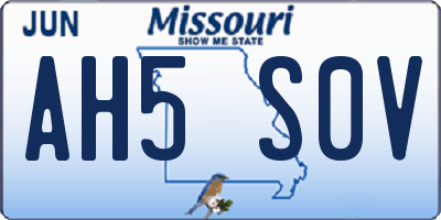 MO license plate AH5S0V