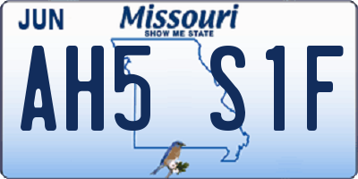 MO license plate AH5S1F