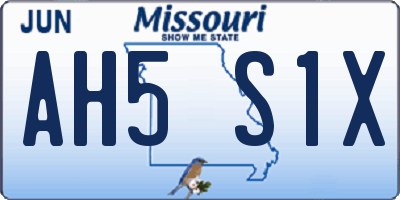 MO license plate AH5S1X