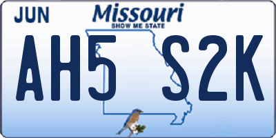 MO license plate AH5S2K