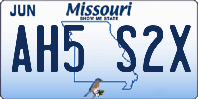 MO license plate AH5S2X