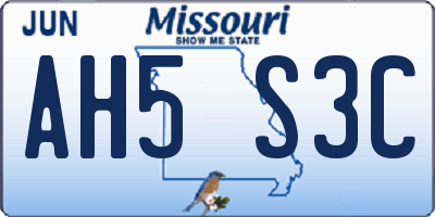 MO license plate AH5S3C