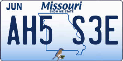 MO license plate AH5S3E