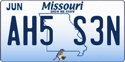 MO license plate AH5S3N
