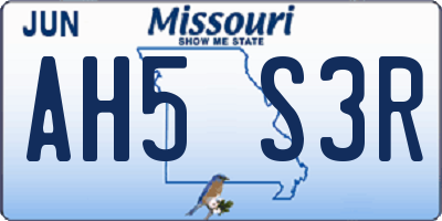 MO license plate AH5S3R