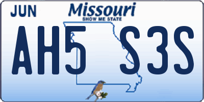 MO license plate AH5S3S