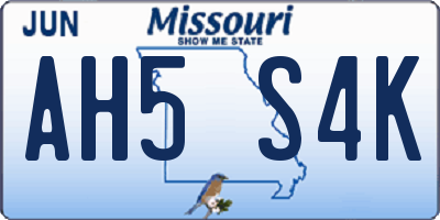 MO license plate AH5S4K