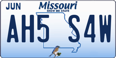 MO license plate AH5S4W