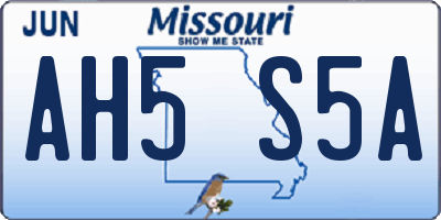 MO license plate AH5S5A