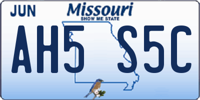 MO license plate AH5S5C