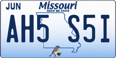 MO license plate AH5S5I