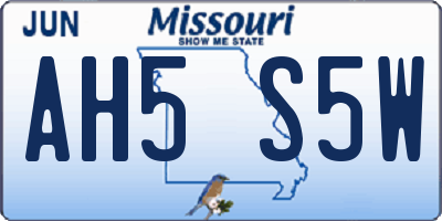 MO license plate AH5S5W