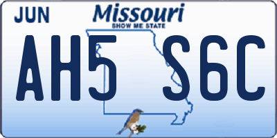 MO license plate AH5S6C