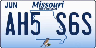 MO license plate AH5S6S