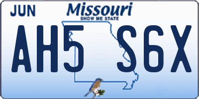 MO license plate AH5S6X