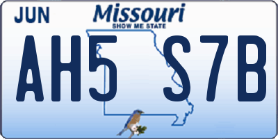 MO license plate AH5S7B