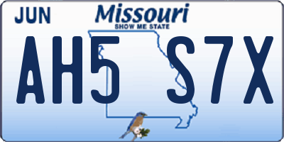 MO license plate AH5S7X
