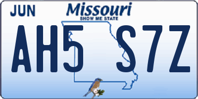 MO license plate AH5S7Z