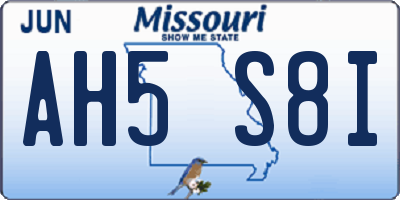 MO license plate AH5S8I