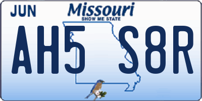 MO license plate AH5S8R