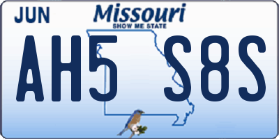 MO license plate AH5S8S