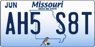 MO license plate AH5S8T