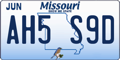 MO license plate AH5S9D