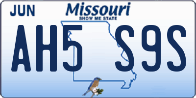 MO license plate AH5S9S