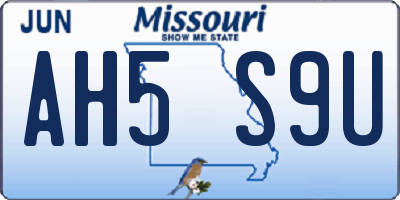 MO license plate AH5S9U