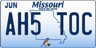 MO license plate AH5T0C