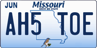 MO license plate AH5T0E