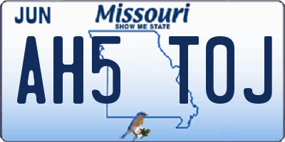 MO license plate AH5T0J