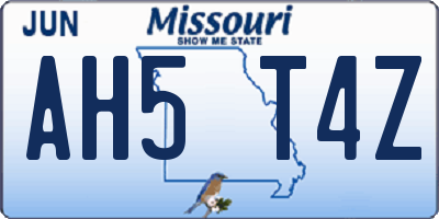 MO license plate AH5T4Z