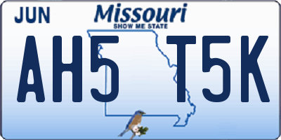 MO license plate AH5T5K